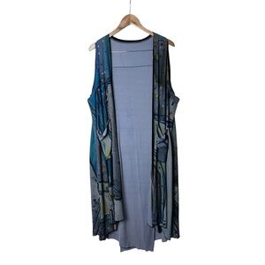NWT 3 Potato Sleeveless Long Tank Vest Top Watercolor Abstract Boho Viscose M/L